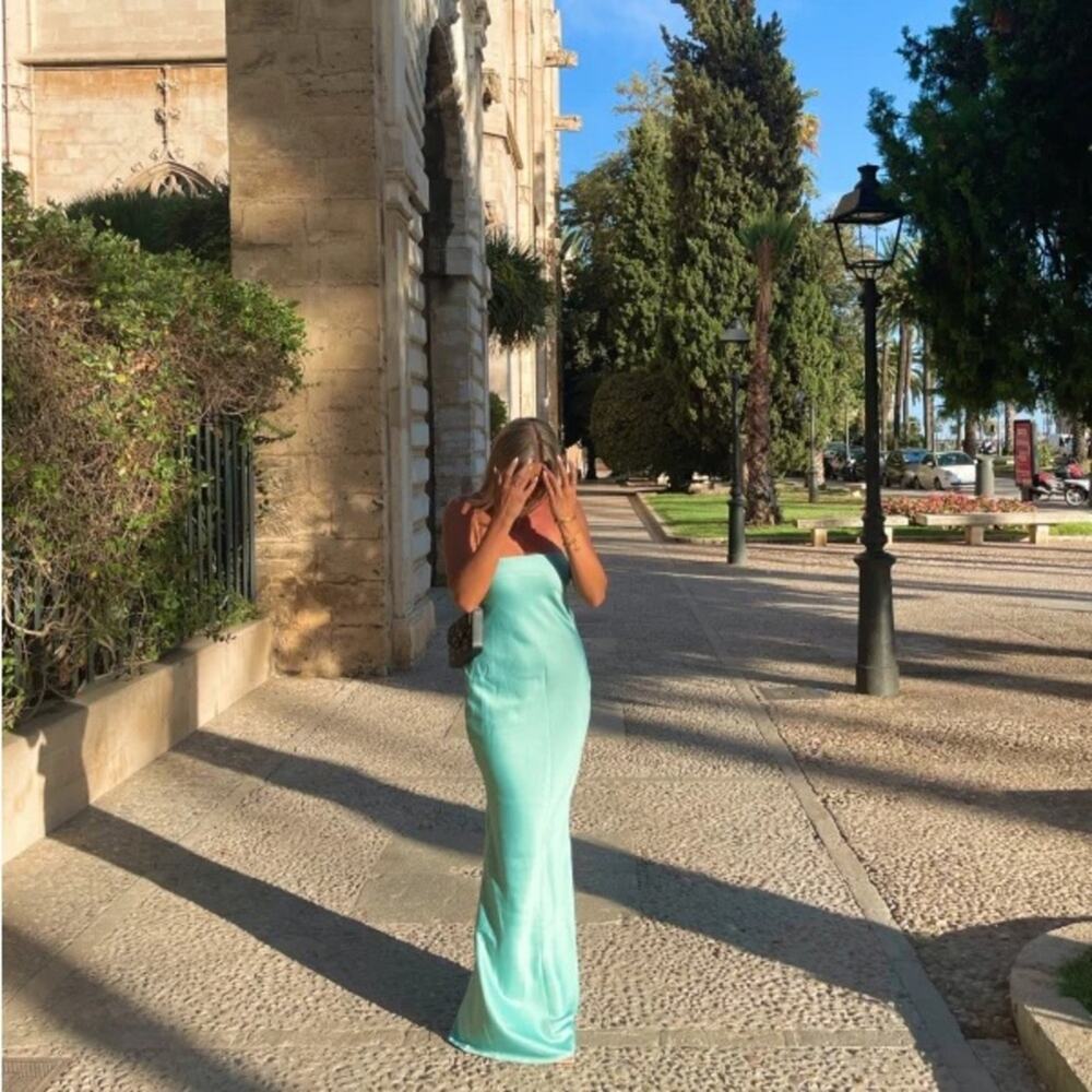 House of CB Alette Jade Satin Strapless Maxi Dress M - Picture 11 of 13